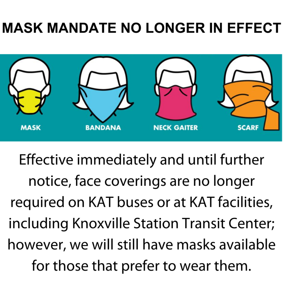 Masks No Longer Required on KAT Vehicles or at KAT Facilities